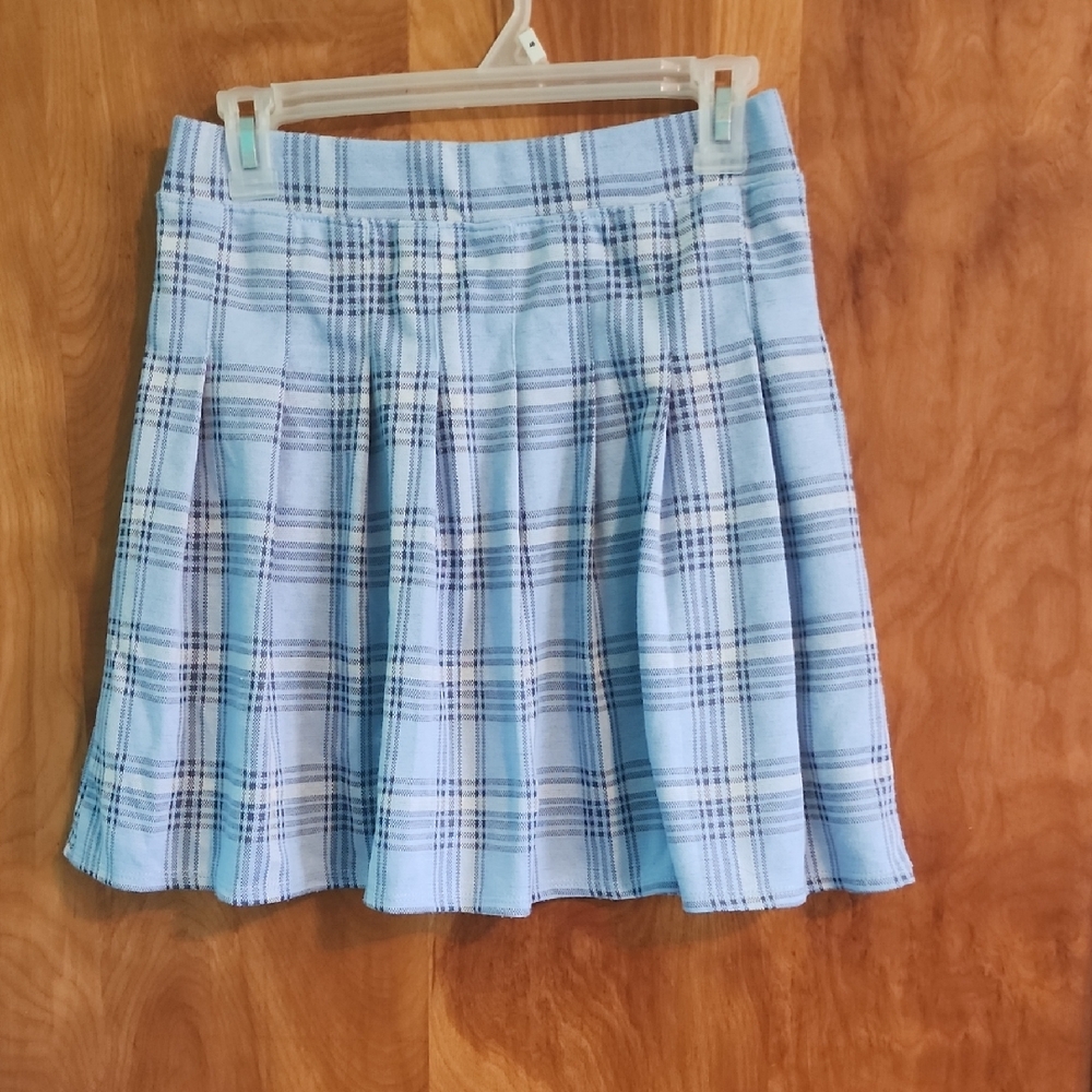 SO Light Blue Plaid Kids Skirt